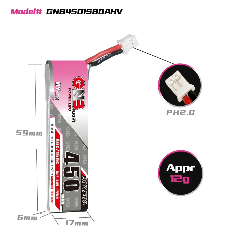 GAONENG GNB 1S 450mAh 80C/160C - огляд і ціна Drone Battery Li-Ion