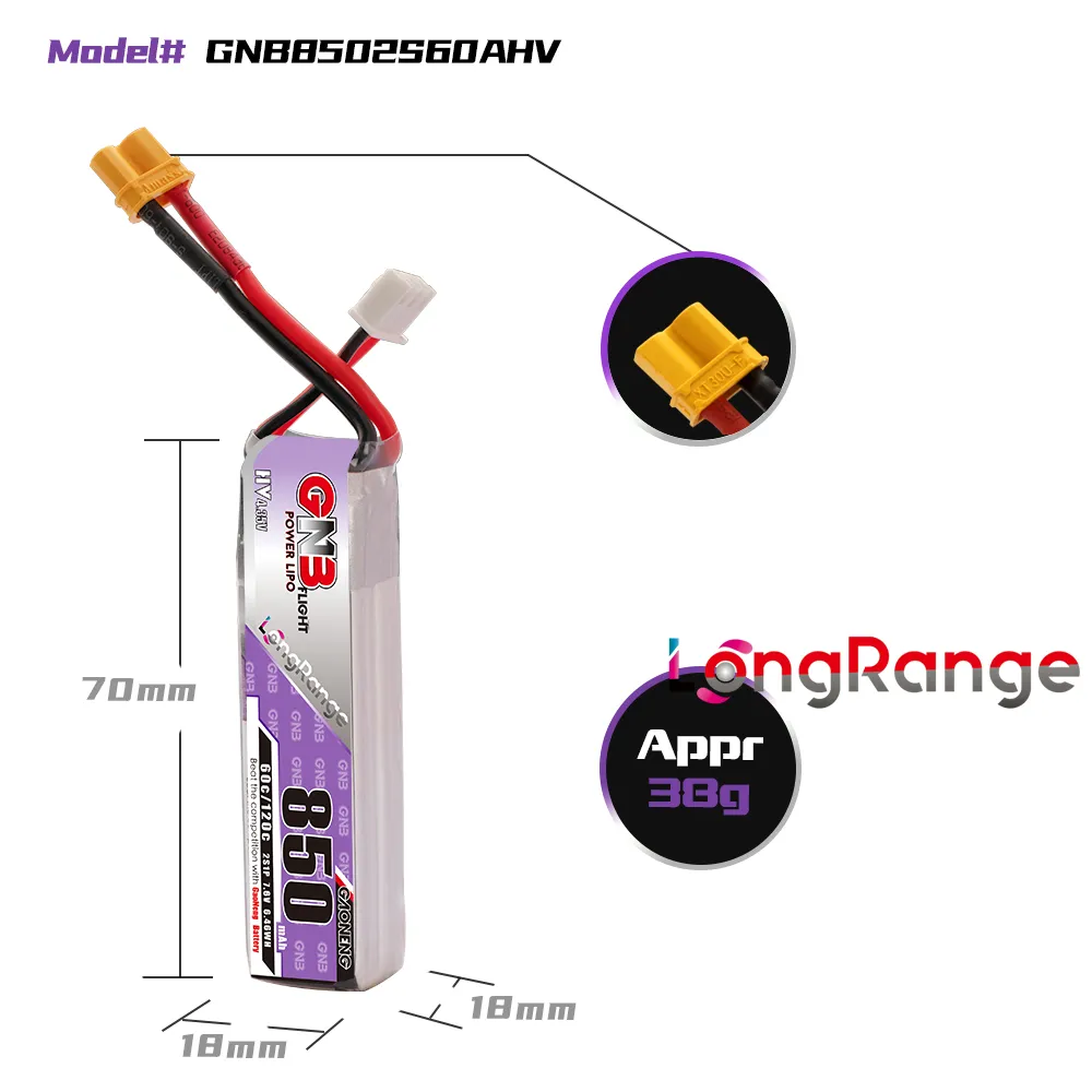 GAONENG GNB LiPo Battery 850mA - огляд і ціна Drone Battery Li-Ion