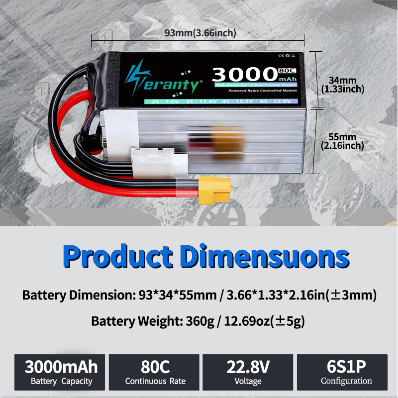 TERANTY 6S 22.8V 3000mAh 80C/1 - огляд і ціна Drone Battery 6S