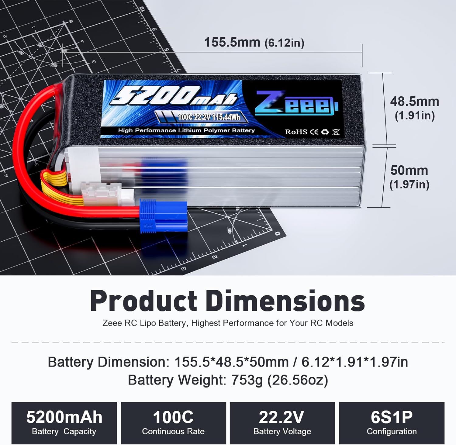 Zeee 6S 5200mAh Lipo Battery 2 - огляд і ціна Drone Battery 6S